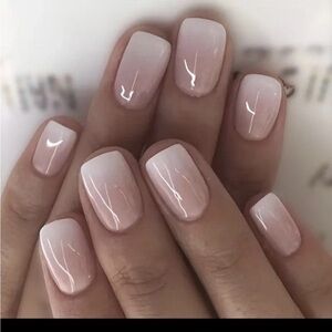 24 pcs Elegant gradient glossy Pink Ombre press on Nails